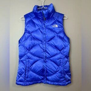The North Face TNF 550 Quilted Puffer Vest Womens Size Small Metallic Blue